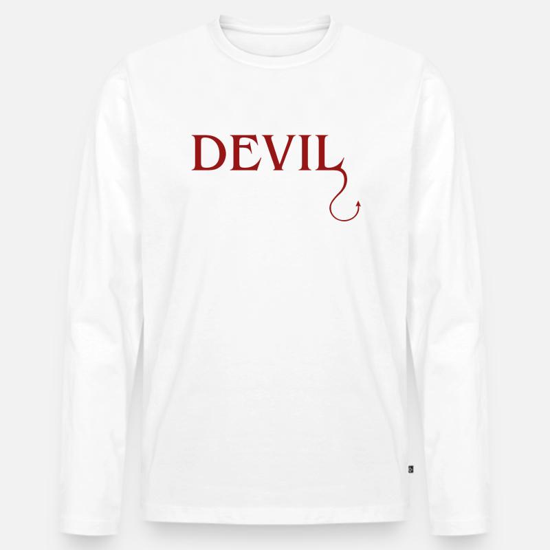 Devil - Männer Premium Bio Langarmshirt - Weiß