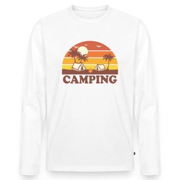 Idée cadeau camping camping tente coucher de soleil - T-shirt manches longues Premium bio Homme - blanc - Devant - Nico (187cm)