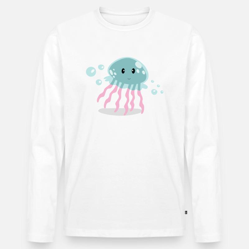 Qualle - Männer Premium Bio Langarmshirt - Weiß