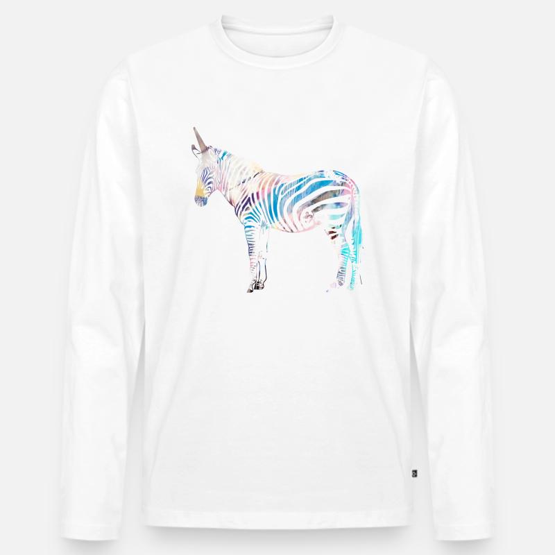 Zebra,einhorn, bunt , illustration,graffiti - Männer Premium Bio Langarmshirt - Weiß