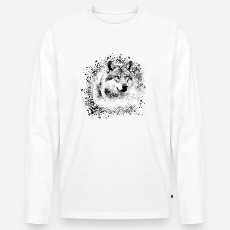 wolf,grau,hund, schäferhund,Hund, malerei,graffiti - Männer Premium Bio Langarmshirt - Weiß