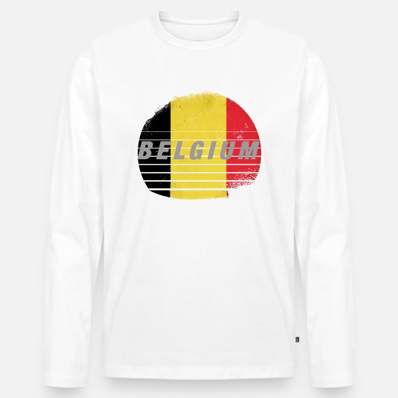 Belgium, Belgien - Männer Premium Bio Langarmshirt - Weiß