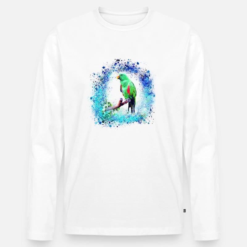 sittich ara,,vogel,graffiti,mint,blau,brush,spray - Männer Premium Bio Langarmshirt - Weiß