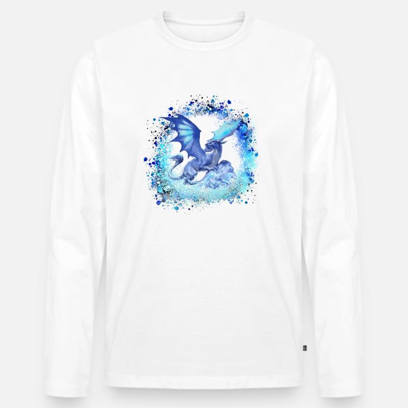drache ,blau,malerei,graffiti,tinte,illustration - Männer Premium Bio Langarmshirt - Weiß