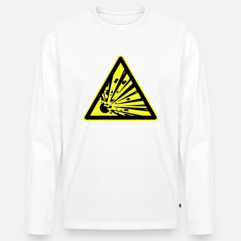 Explosief Waarschuwing, Sprengstoffwarnung - Männer Premium Bio Langarmshirt - Weiß