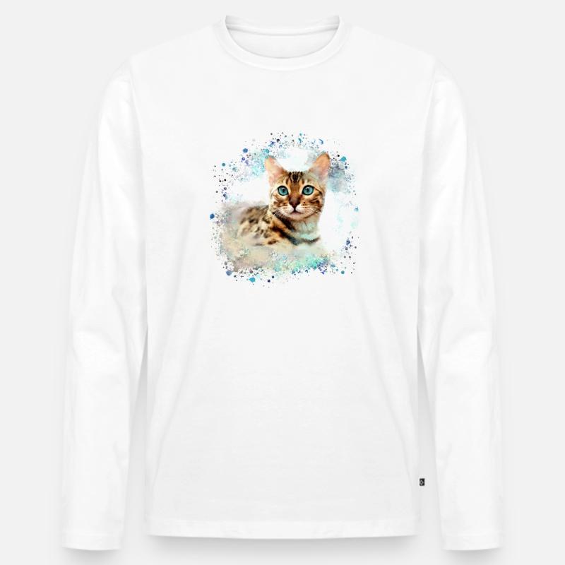 bengalkatze,katze,bengal,graffiti,malerei - Männer Premium Bio Langarmshirt - Weiß