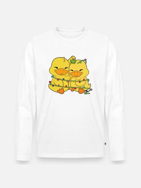 Ducks Christmas Lights - Men's Premium Organic Long Sleeve Shirt - white