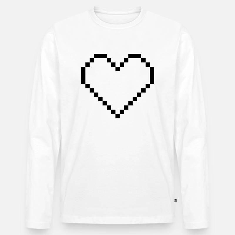 Herz - Männer Premium Bio Langarmshirt - Weiß