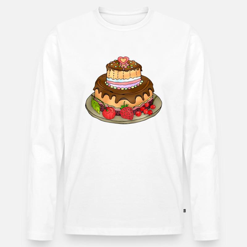 Kuchen - Männer Premium Bio Langarmshirt - Weiß