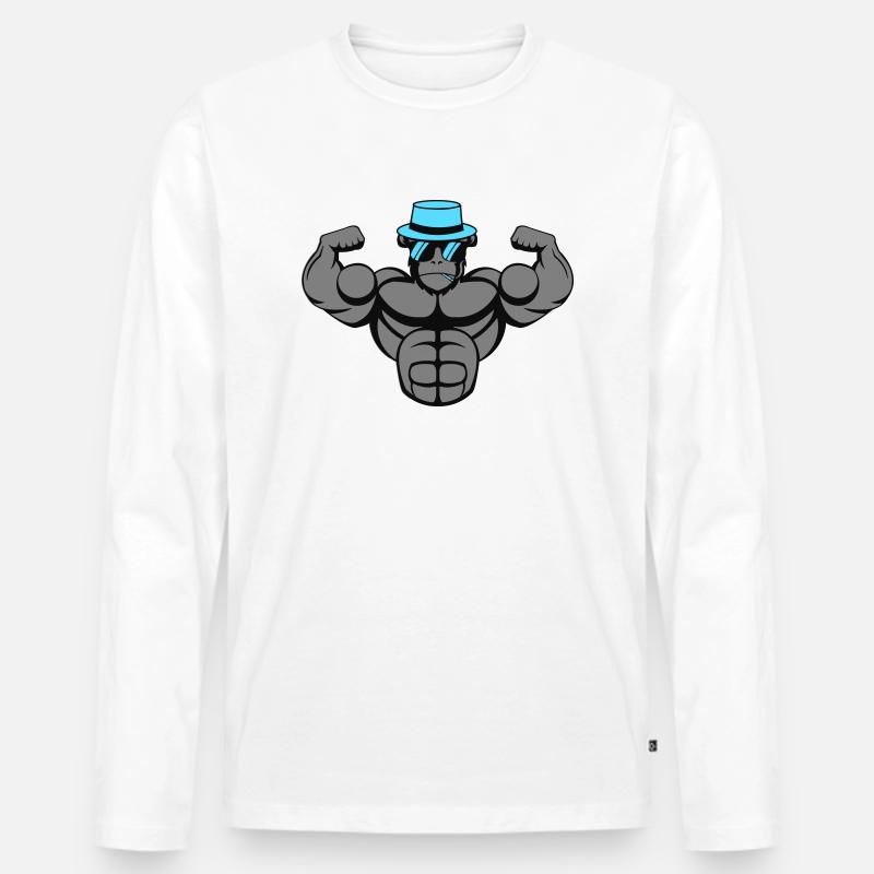Strong Gorilla - Männer Premium Bio Langarmshirt - Weiß