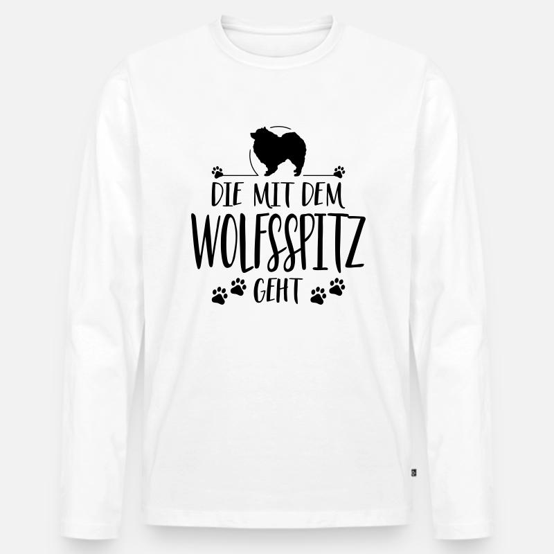 DIE MIT WOLFSSPITZ GEHT Hundespruch Hunde - Männer Premium Bio Langarmshirt - Weiß