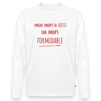 mon mari a aussi un mari formidable - T-shirt manches longues Premium bio Homme - blanc - Devant - Nico (187cm)