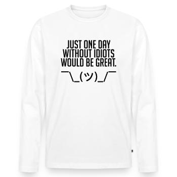 Juste un jour - T-shirt manches longues Premium bio Homme - blanc - Devant - Nico (187cm)