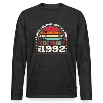 Légendaire Juillet 1992 30ème Anniversaire Cadeau Hommes - T-shirt manches longues Premium bio Homme - anthracite chiné - Devant - Nico (187cm)