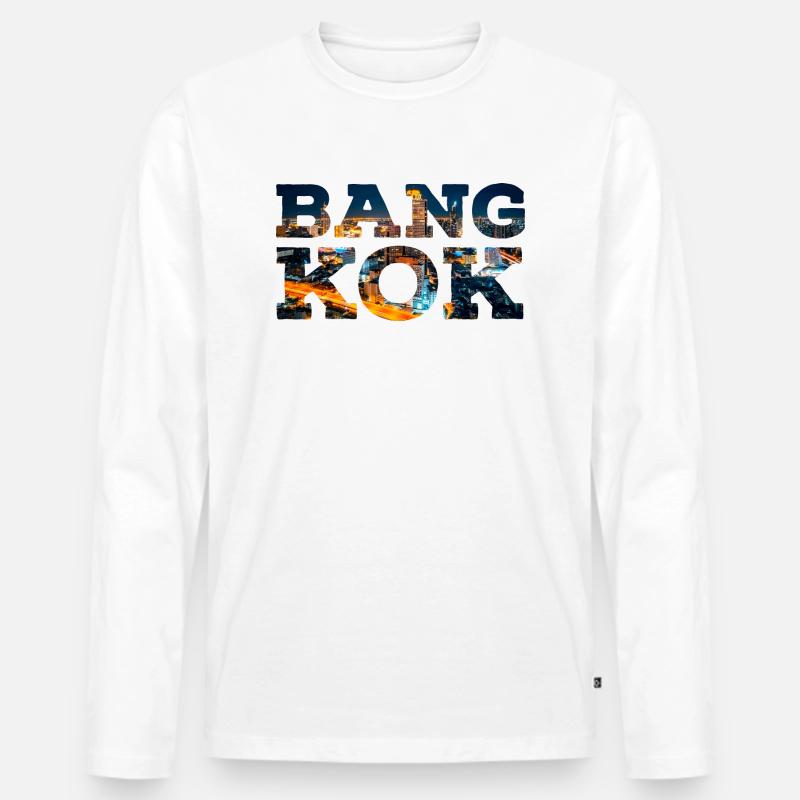 Bangkok - Männer Premium Bio Langarmshirt - Weiß