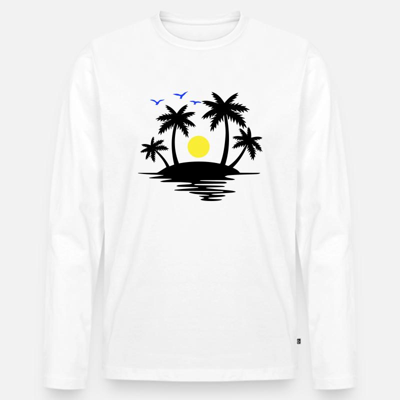 Insel Paradise - Männer Premium Bio Langarmshirt - Weiß