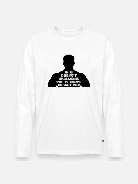 Workout Fitness Motivation Quote - Men's Premium Organic Long Sleeve Shirt - white