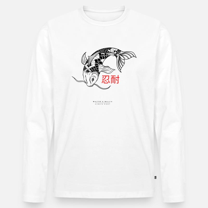 Walter & Wallis - Samurai 10 - Männer Premium Bio Langarmshirt - Weiß
