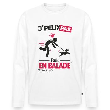 J'peux pas, j'suis en balade - T-shirt manches longues Premium bio Homme - blanc - Devant - Nico (187cm)