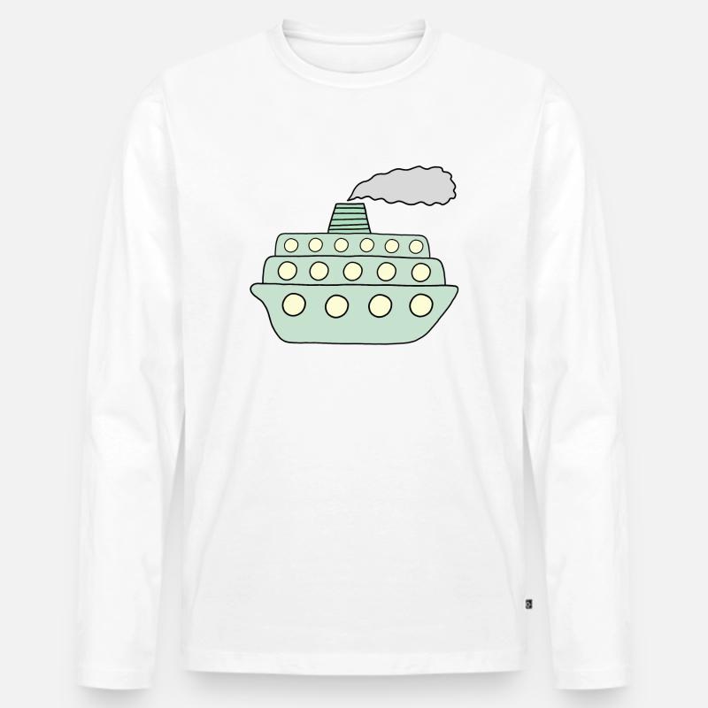 Grünes Schiff - Männer Premium Bio Langarmshirt - Weiß