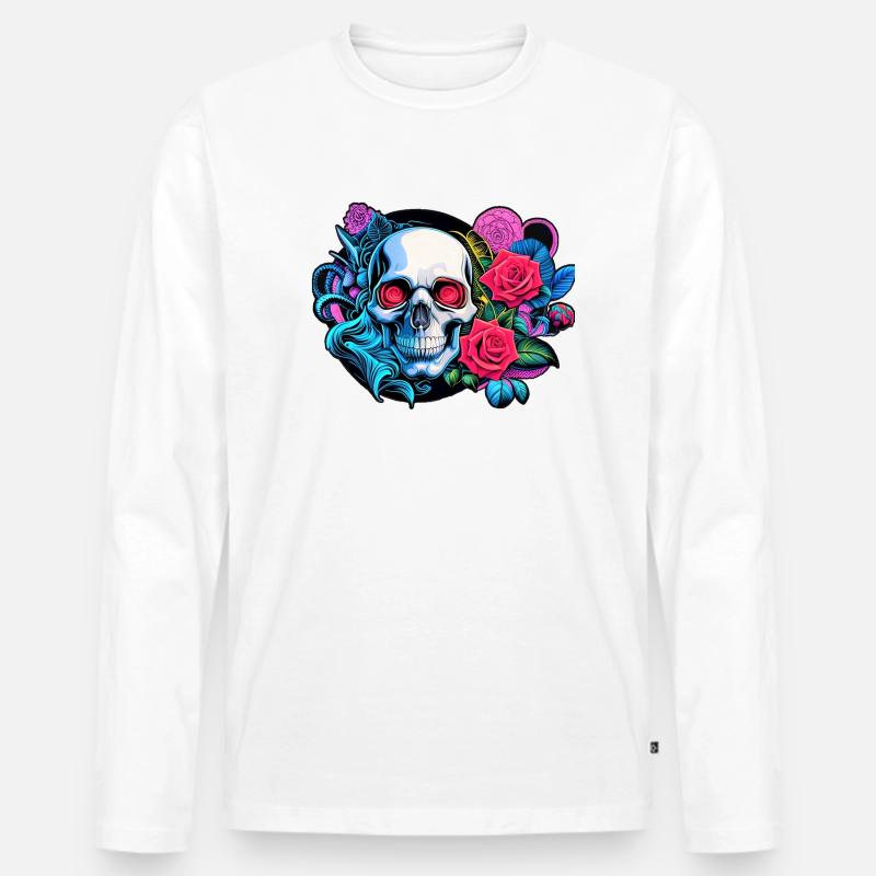 Skulls 'n' Roses - The Buket - Männer Premium Bio Langarmshirt - Weiß