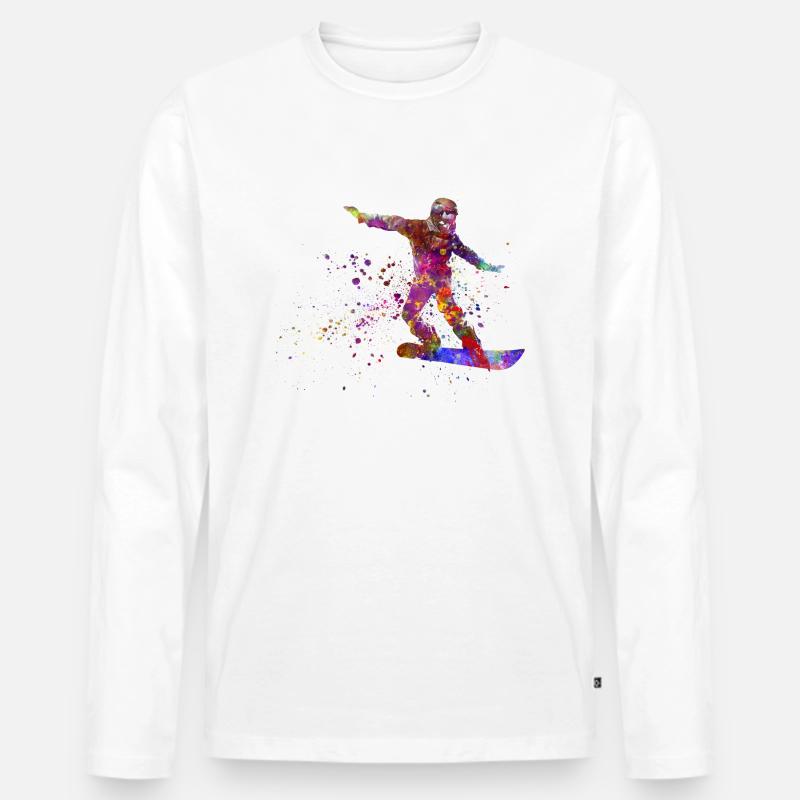 Snowboard in Aquarell - Männer Premium Bio Langarmshirt - Weiß