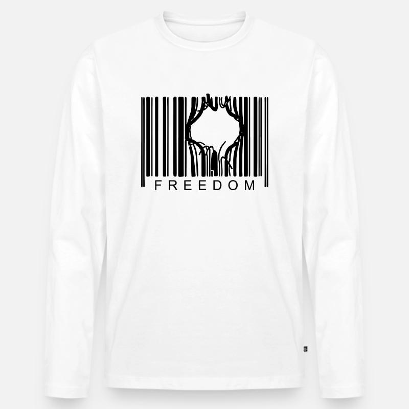 FREIHEITS-BARCODE - Männer Premium Bio Langarmshirt - Weiß