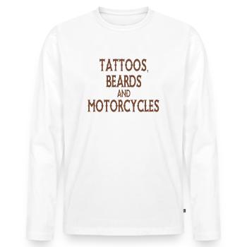 Tatouages, barbes et motos - T-shirt manches longues Premium bio Homme - blanc - Devant - Nico (187cm)