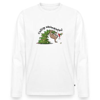 Sloth celebrates chilled Christmas - Men's Premium Organic Long Sleeve Shirt - white - Front - Nico (187cm)