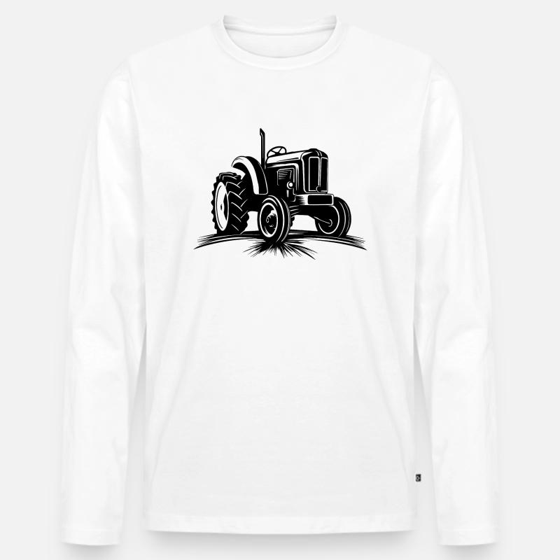 Traktor - Männer Premium Bio Langarmshirt - Weiß