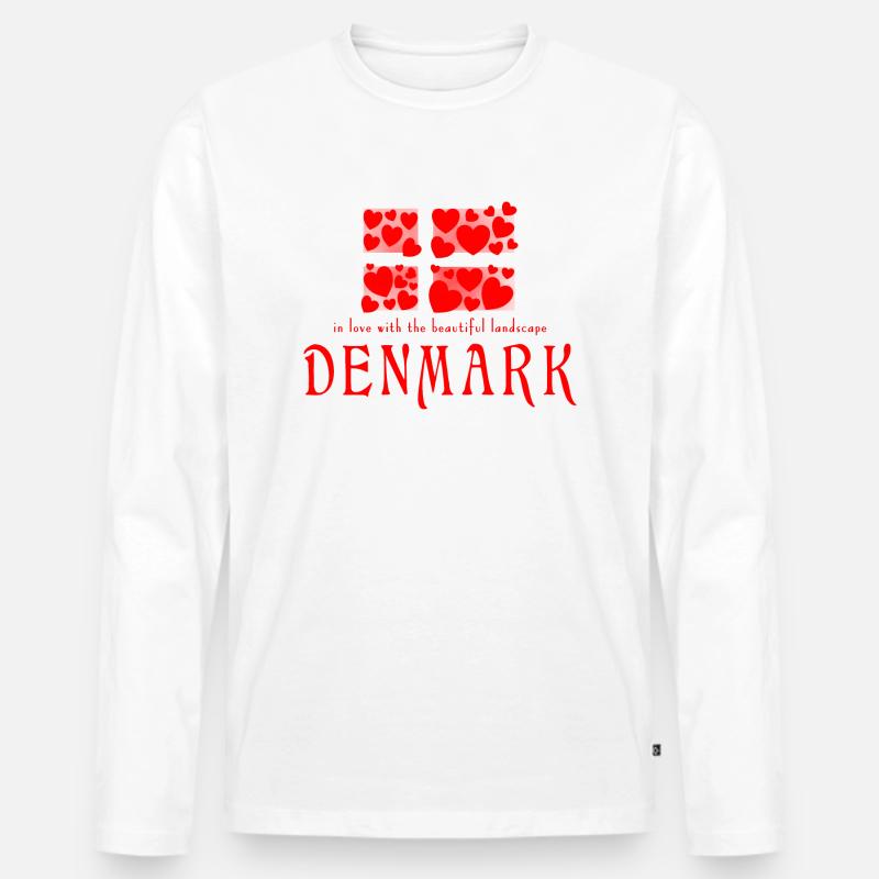 Dänemark Danmark - Männer Premium Bio Langarmshirt - Weiß