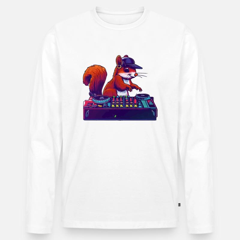 Eichhörnchen DJ Geschenkidee - Männer Premium Bio Langarmshirt - Weiß