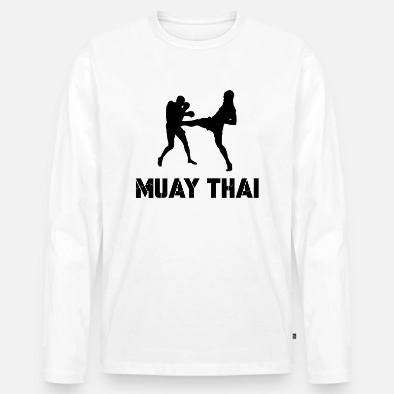 muay thai - Männer Premium Bio Langarmshirt - Weiß