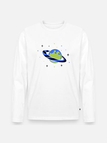 planet 02 - Männer Premium Bio Langarmshirt - Weiß