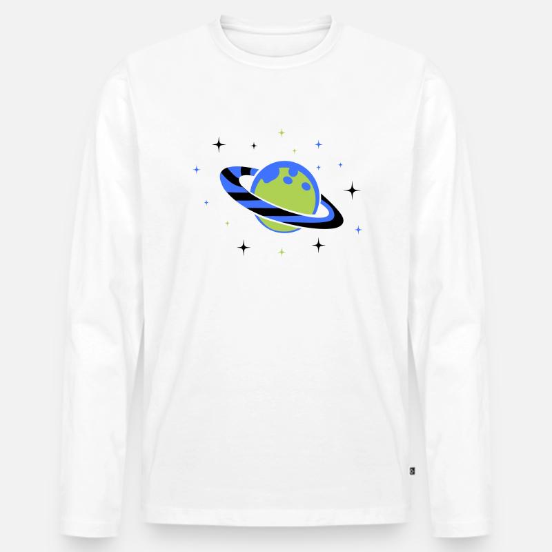planet 02 - Männer Premium Bio Langarmshirt - Weiß