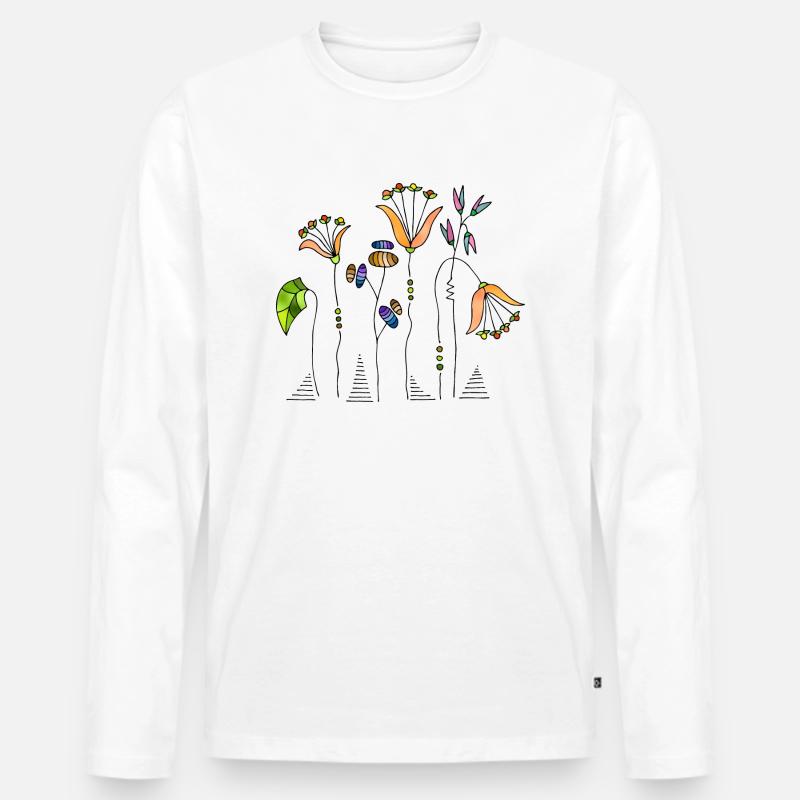 Blumen - Männer Premium Bio Langarmshirt - Weiß