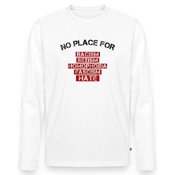 No Place For Racism - Männer Premium Bio Langarmshirt - Weiß - Vorne - Nico (187cm)