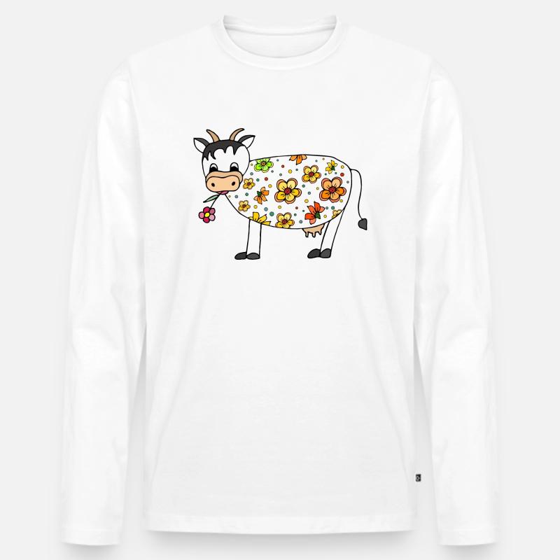 Kuh - Männer Premium Bio Langarmshirt - Weiß