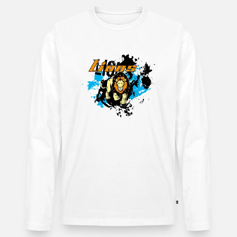 Lion - Männer Premium Bio Langarmshirt - Weiß