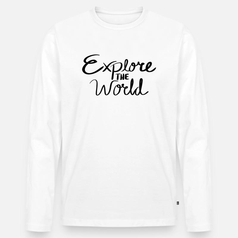 Explore the World - Männer Premium Bio Langarmshirt - Weiß