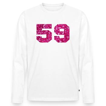 Number 59 Pink Glitter - 59th Birthday - Men's Premium Organic Long Sleeve Shirt - white - Front - Nico (187cm)