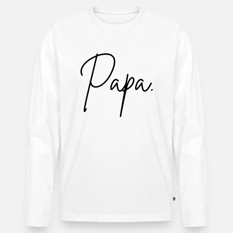 Papa - Männer Premium Bio Langarmshirt - Weiß
