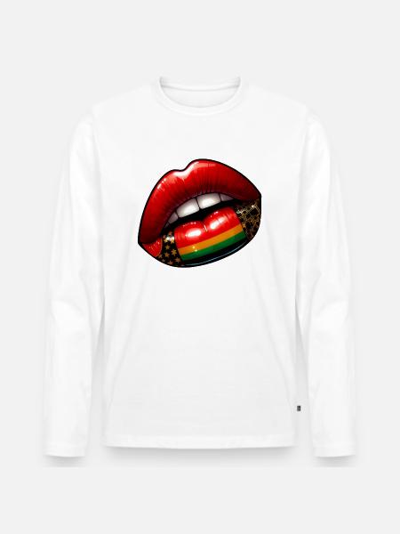 Baiser d'Élégance, Lèvres Rouges - T-shirt manches longues Premium bio Homme - blanc