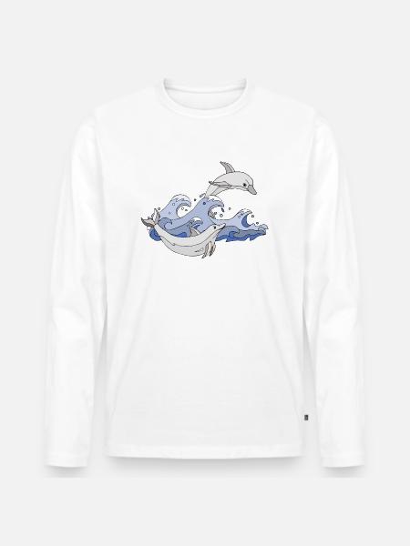 Dauphins - T-shirt manches longues Premium bio Homme - blanc
