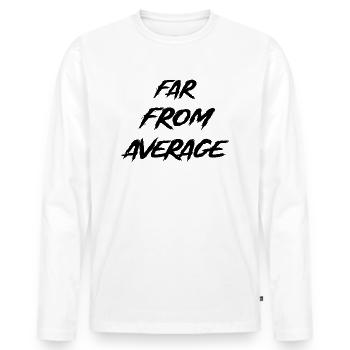 Far From Average - Men's Premium Organic Long Sleeve Shirt - white - Front - Nico (187cm)