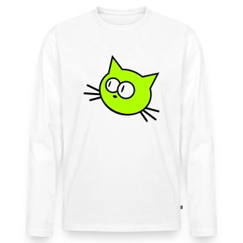Neugierige Katze Guckt Lustig Ulkig Albern Komisch - Männer Premium Bio Langarmshirt - Weiß - Vorne - Nico (187cm)
