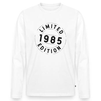 Limited Edition 1985 - Geburtstag 1985 - Männer Premium Bio Langarmshirt - Weiß - Vorne - Nico (187cm)