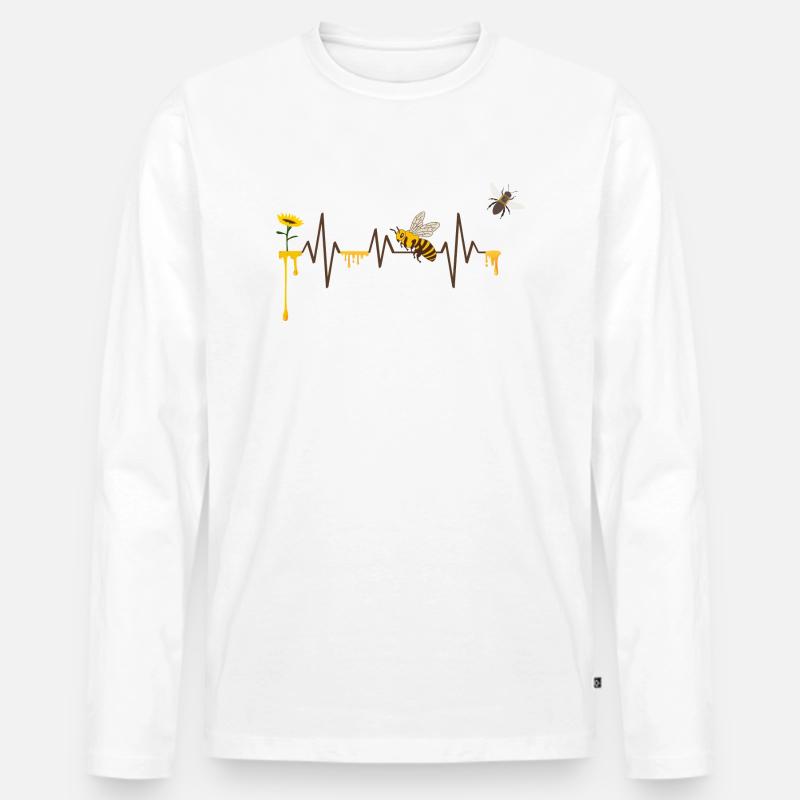 Heartbeat Bees - Geschenkidee - Männer Premium Bio Langarmshirt - Weiß