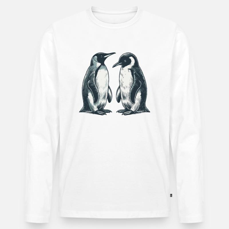 Pinguine - Männer Premium Bio Langarmshirt - Weiß