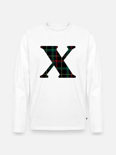 Monogram x Scottish tartan - Men's Premium Organic Long Sleeve Shirt - white